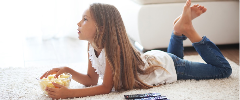 girl laying on clean carpet Orange